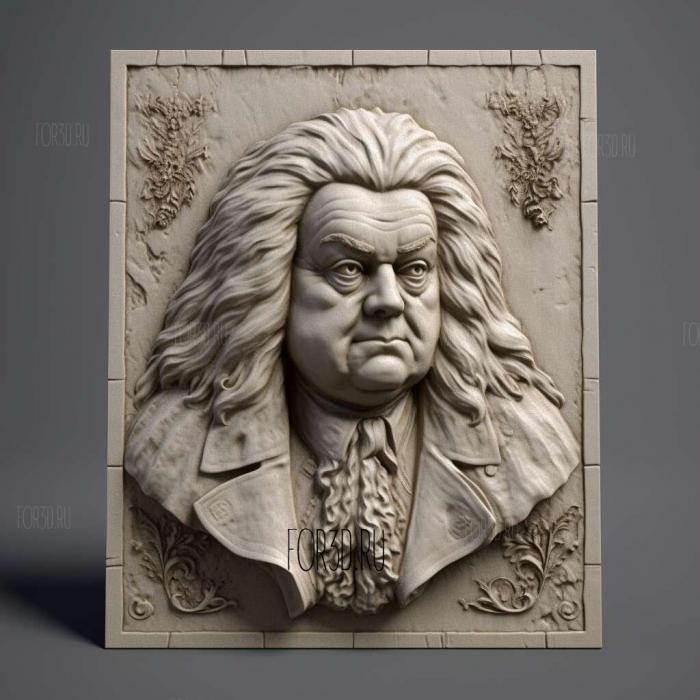 Johann Bach 1 stl model for CNC